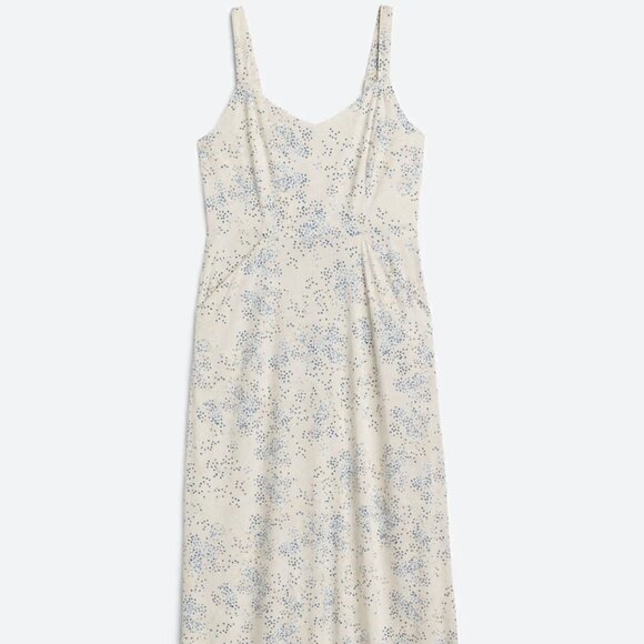 41 Hawthorn L Off-White & Blue Dotted Beatriz Maxi Dress with Slit - Picture 5 of 9